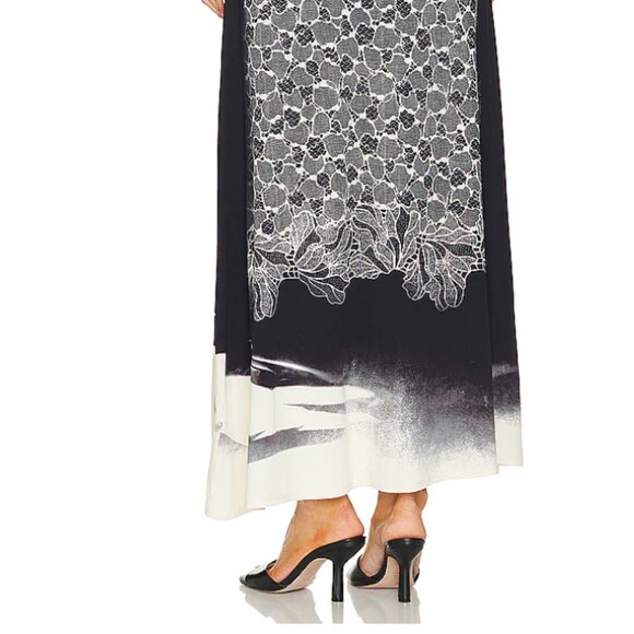 JONATHAN SIMKAI "Aldina" black and white lace effect maxi dress - SIZE M - Picture 4 of 8
